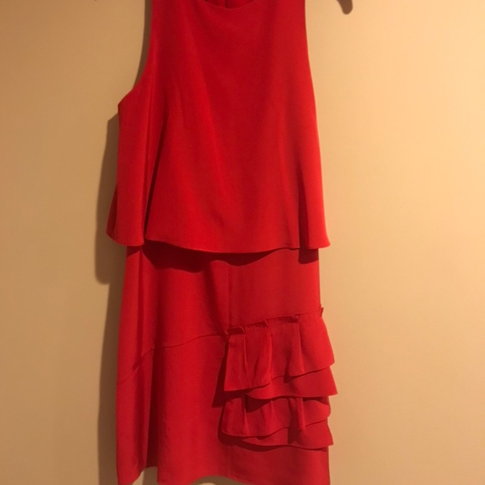 Red Tibi Cocktail Dress with ruffle